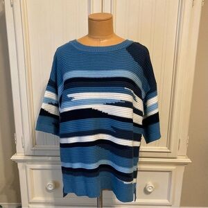 NWT Time and Tru Blue Knit Short Sleeve Crewneck Sweater